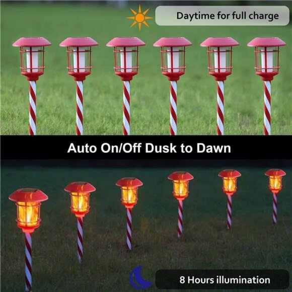 6 Pack Christmas Solar Torch Lights Outdoor, Flickering Flame Torch - Picture 4 of 7